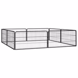vidaXL Dog Playpen 4 Panels Black Powder-coated Steel Dog Kennel Multi Sizes - 300 x 100 x 50 cm - Additional view 2