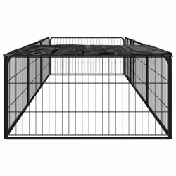 vidaXL Dog Playpen 4 Panels Black Powder-coated Steel Dog Kennel Multi Sizes - 300 x 100 x 50 cm - Additional view 2