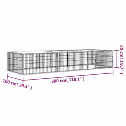 vidaXL Dog Playpen 4 Panels Black Powder-coated Steel Dog Kennel Multi Sizes - 300 x 100 x 50 cm - Additional view 5