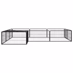 vidaXL Dog Playpen 4 Panels Black Powder-coated Steel Dog Kennel Multi Sizes - 300 x 300 x 50 cm - Additional view 2
