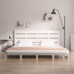 ) vidaXL Bed Frame Bedstead Wooden Bed Base Mattress Foundation Solid Wood Pine - White, 140 x 200 cm (W x L - Additional view 2
