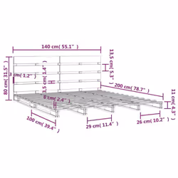 ) vidaXL Bed Frame Bedstead Wooden Bed Base Mattress Foundation Solid Wood Pine - White, 140 x 200 cm (W x L - Additional view 3