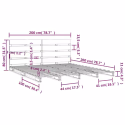 ) vidaXL Bed Frame Bedstead Wooden Bed Base Mattress Foundation Solid Wood Pine - White, 200 x 200 cm (W x L - Additional view 3