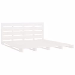 ) vidaXL Bed Frame Bedstead Wooden Bed Base Mattress Foundation Solid Wood Pine - White, 200 x 200 cm (W x L - Additional view 4
