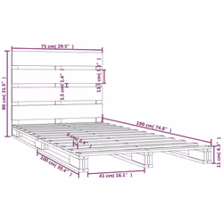 ) vidaXL Bed Frame Bedstead Wooden Bed Base Mattress Foundation Solid Wood Pine - Brown, 75 x 190 cm (W x L - Additional view 3