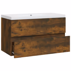 vidaXL Sink Cabinet with Built-in Basin Smoked Oak Engineered Wood Wash Basin - Additional view 4