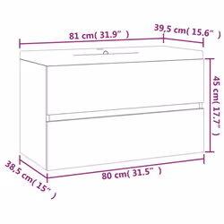 vidaXL Sink Cabinet with Built-in Basin Smoked Oak Engineered Wood Wash Basin - Additional view 5
