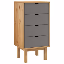 vidaXL Drawer Cabinet Storage File Drawer Storage Cabinet Solid Wood Pine - Brown and grey