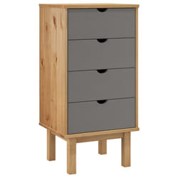 vidaXL Drawer Cabinet Storage File Drawer Storage Cabinet Solid Wood Pine - Brown and grey