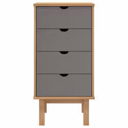 vidaXL Drawer Cabinet Storage File Drawer Storage Cabinet Solid Wood Pine - Brown and grey