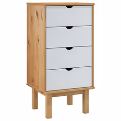 vidaXL Drawer Cabinet Storage File Drawer Storage Cabinet Solid Wood Pine - Brown and white
