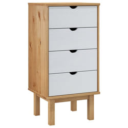vidaXL Drawer Cabinet Storage File Drawer Storage Cabinet Solid Wood Pine - Brown and white