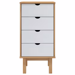 vidaXL Drawer Cabinet Storage File Drawer Storage Cabinet Solid Wood Pine - Brown and white