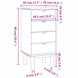 vidaXL Drawer Cabinet Storage File Drawer Storage Cabinet Solid Wood Pine - Brown and white