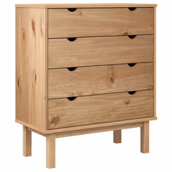 vidaXL Solid Wood Pine Drawer Cabinet Wooden Storage File Drawer Multi Colours - Brown