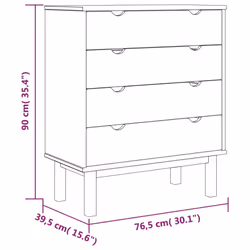 vidaXL Solid Wood Pine Drawer Cabinet Wooden Storage File Drawer Multi Colours - Brown and grey