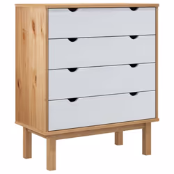 vidaXL Solid Wood Pine Drawer Cabinet Wooden Storage File Drawer Multi Colours - Brown and white