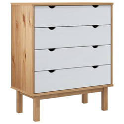 vidaXL Solid Wood Pine Drawer Cabinet Wooden Storage File Drawer Multi Colours - Brown and white