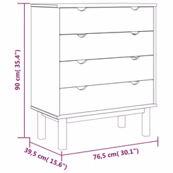 vidaXL Solid Wood Pine Drawer Cabinet Wooden Storage File Drawer Multi Colours - Brown and white - Additional view 4