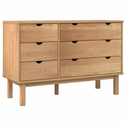 vidaXL Drawer Cabinet Cupboard Storage Sideboard Chest OTTA Solid Wood Pine - Brown
