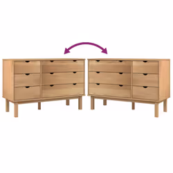 vidaXL Drawer Cabinet Cupboard Storage Sideboard Chest OTTA Solid Wood Pine - Brown - Additional view 6