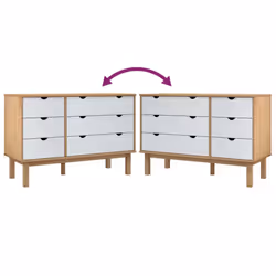vidaXL Drawer Cabinet Cupboard Storage Sideboard Chest OTTA Solid Wood Pine - Brown and white - Additional view 6