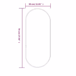 vidaXL Wall Mirror Oval Hall Vanity Toilet Hanging Mirror Multi Colours/Sizes - black, 70 x 30 cm - Additional view 5