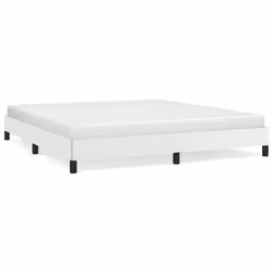 vidaXL Bed Frame Mattress Foundation Upholstered Bed Bedstead Faux Leather - white, 25 cm/ 6ft super king size