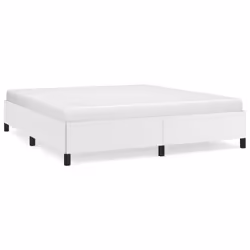 vidaXL Bed Frame Mattress Foundation Upholstered Bed Bedstead Faux Leather - white, 35 cm/ 6ft super king size