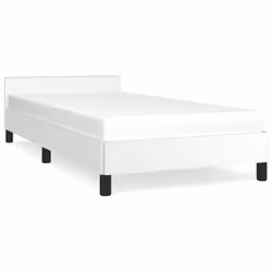 vidaXL Bed Frame with Headboard Bedroom Upholstered Bed Bedstead Faux Leather - white, 3ft single