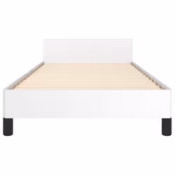 vidaXL Bed Frame with Headboard Bedroom Upholstered Bed Bedstead Faux Leather - white, 3ft single
