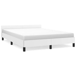 vidaXL Bed Frame with Headboard Bedroom Upholstered Bed Bedstead Faux Leather - white, 6ft super king size