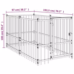 vidaXL Dog Kennel Black 193.5x97x100 cm Steel Dog Crate Cage Puppy Enclosure - Additional view 3