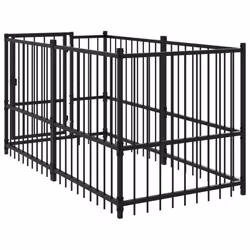 vidaXL Dog Kennel Black 193.5x97x100 cm Steel Dog Crate Cage Puppy Enclosure - Additional view 4