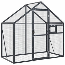 vidaXL Aviary Outdoor Bird Cage Walk In Chicken Run Coop Silver Aluminium - anthracite, 1.79 x 1 x 1.85 m