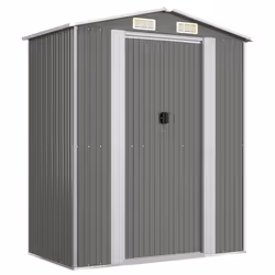 vidaXL Garden Shed Galvanised Steel Outdoor Tool Storage Patio Lawn Tool Shed - Light grey