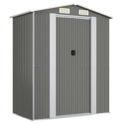 vidaXL Garden Shed Galvanised Steel Outdoor Tool Storage Patio Lawn Tool Shed - Light grey