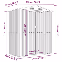 vidaXL Garden Shed Galvanised Steel Outdoor Tool Storage Patio Lawn Tool Shed - Light grey