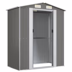vidaXL Garden Shed Galvanised Steel Outdoor Tool Storage Patio Lawn Tool Shed - Light grey - Additional view 5
