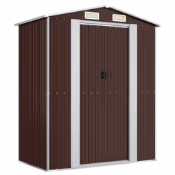 vidaXL Garden Shed Galvanised Steel Outdoor Tool Storage Patio Lawn Tool Shed - Dark brown