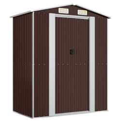 vidaXL Garden Shed Galvanised Steel Outdoor Tool Storage Patio Lawn Tool Shed - Dark brown