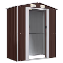 vidaXL Garden Shed Galvanised Steel Outdoor Tool Storage Patio Lawn Tool Shed - Dark brown - Additional view 5