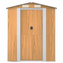 vidaXL Garden Shed Light Brown Galvanised Steel Outdoor Tool Storage Tool Shed