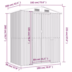 vidaXL Garden Shed Light Brown Galvanised Steel Outdoor Tool Storage Tool Shed