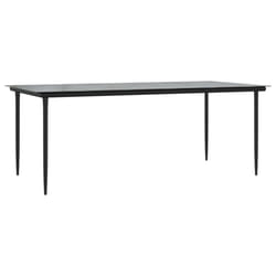 vidaXL Garden Dining Table Black 200x100x74cm Steel and Tempered Glass Table
