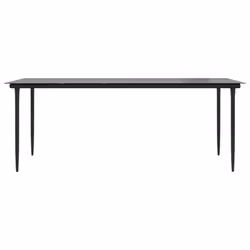 vidaXL Garden Dining Table Black 200x100x74cm Steel and Tempered Glass Table