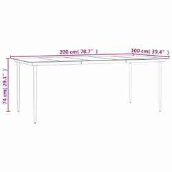 vidaXL Garden Dining Table Black 200x100x74cm Steel and Tempered Glass Table - Additional view 6