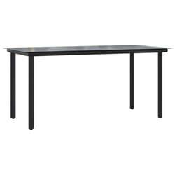 vidaXL Garden Dining Table Black 160x80x74cm Steel and Tempered Glass Table
