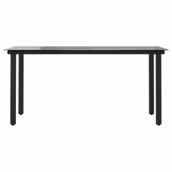 vidaXL Garden Dining Table Black 160x80x74cm Steel and Tempered Glass Table