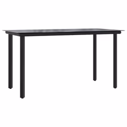 vidaXL Garden Dining Table Black 200x100x74cm Steel and Tempered Glass Table